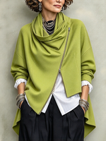 Chic Urban Green Asymmetrical Zip Jacket