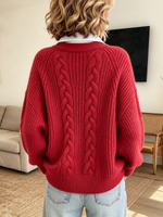 Classic Cable Knit False Two-piece Cable Sweater