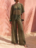Sheer Mesh Asymmetrical Off-Shoulder Knit Two-Piece Cover-Up Set