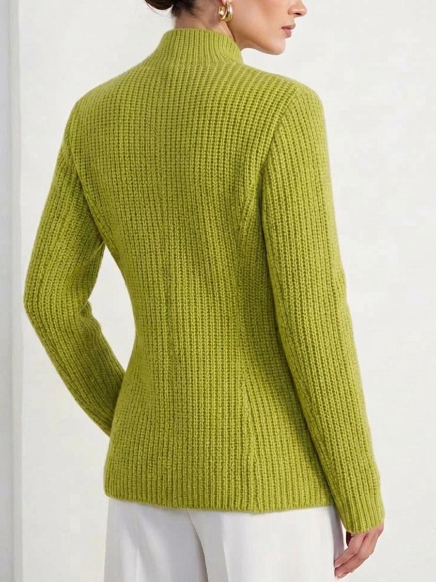 Bright Green Chunky Knit Single-button Cardigan