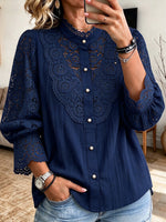 Elegant Lace-paneled Cotton-blend Shirt
