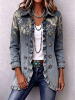 Bohemian Gold Floral Print Gradient Jacket