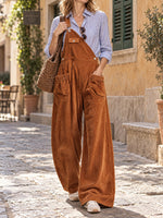 Casual Corduroy Wide-leg Overalls