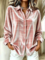 Chic Plaid Velvet Button-Down Shirt
