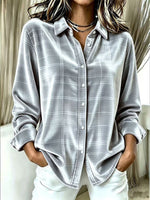 Chic Plaid Velvet Button-Down Shirt