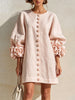Romantic Blush 3D Floral Sleeve Mini Dress