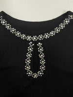 Rhinestone-embellished Ribbed Knit Top