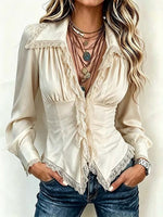 Vintage-style Bohemian Lace-trim Shirt