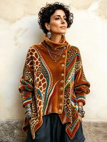 Chic Cozy Bohemian Animal Print Velvet Top
