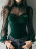 Vintage-style Bohemian Patchwork Lace And Stretch Velvet Top