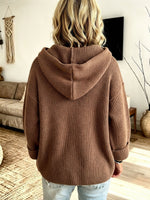 Cozy Thickened Asymmetrical Hem Hooded Knit Cardigan