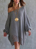 Loose And Cozy Cotton Open-knit Dress