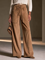 Women's High Waist Corduroy Wide Leg Pants With Pockets