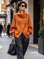 Cozy Asymmetrical Ribbed Knit Pullover