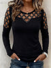Round Neck Chest Diamond Rhinestone Cutout Long Sleeve Top