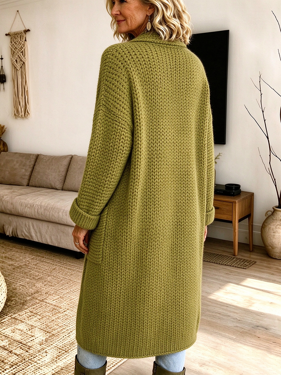 Chic Oversized Longline Open-front Knit Cardigan Sweater