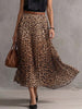 Women's Leopard Print High-waisted Casual Loose A-line Chiffon Midi Skirt