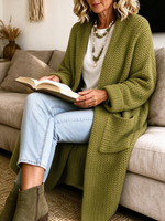 Chic Oversized Longline Open-front Knit Cardigan Sweater