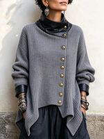Cozy Stylish Faux Leather Knit Cardigan Jacket