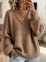 Cozy Textured Half-Zip Knit Pullover