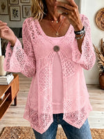 Vibrant Pink Open-Front Lace Cardigan&Tank