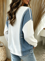 Casual Chic 3d Print Long-sleeve Ribbed Top