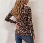 Chic Leopard-print Ribbed Knit Top With Lace-up Detail