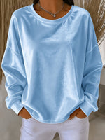 Chic Velvet Drop-Shoulder Sweatshirt