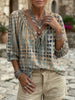 Comfortable Retro-style Polka-dot Print Cotton-blend Top With Ruffled V-neck