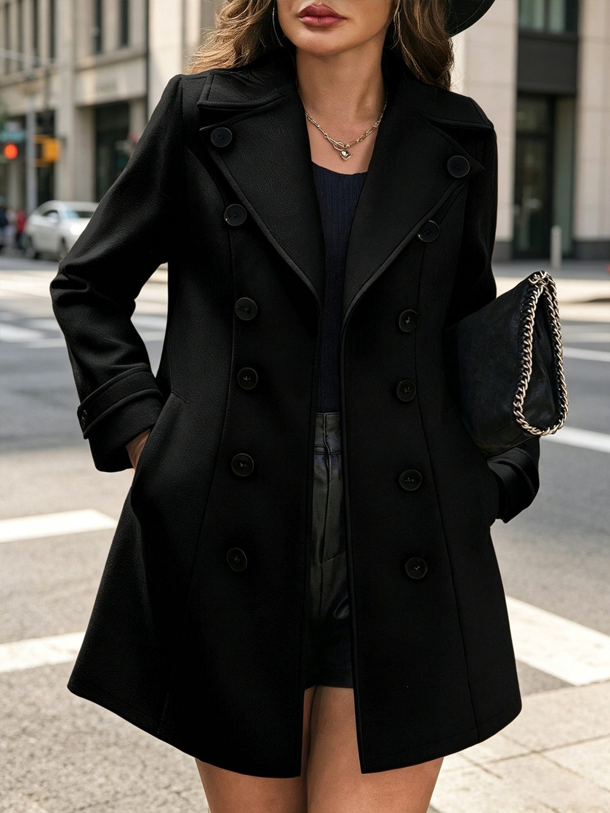 Cozy Classic Double-Breasted Wool-Blend Trench Coat