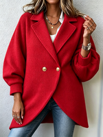 Elegant Oversized Tulip Hem Lapel Cardigan