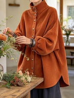 Relaxed Chic Fake Two-piece Oversized Corduroy Top