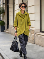 Chic Olive Green Corduroy Oversized Top