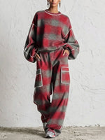 Distressed-style Plaid Matching Set With Color-contrast Piping