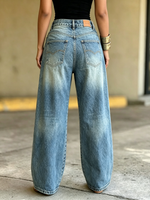 Trendy Street Style Wrap-around Wide-leg Jeans