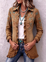 Bohemian Floral Ruffle Coat Jacket