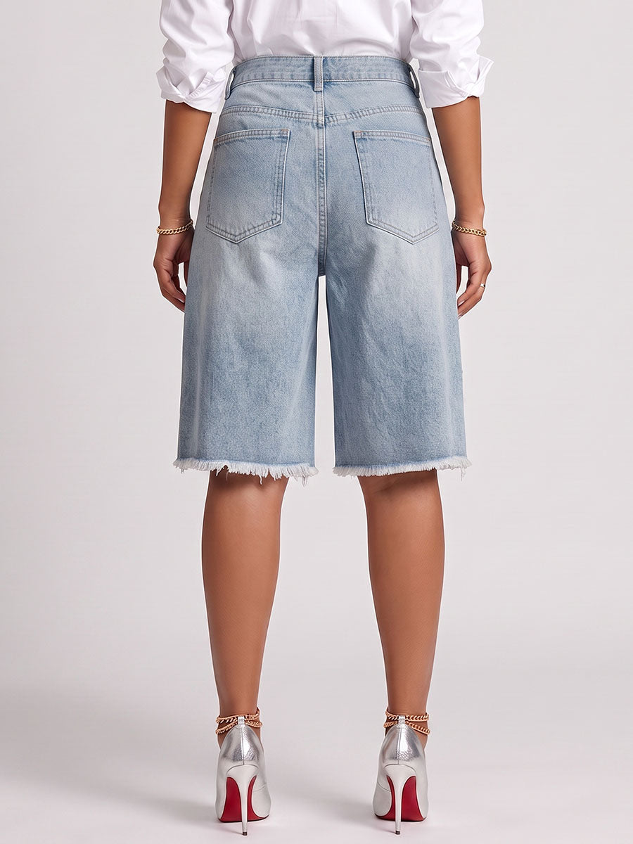 Women's High-waisted Casual Loose Denim Shorts