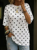 Women's Polka Dot Print Round Neck Short-sleeved Casual Loose Cotton Top