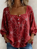 Vintage Floral Print Square Neck Puff Sleeve Blouse