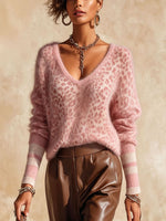 Curated Designer –Cozy Wool blend Leopard-print Pullover With A Brushed Finish