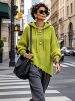 Relaxed Oversized Drawstring Hooded Sweater