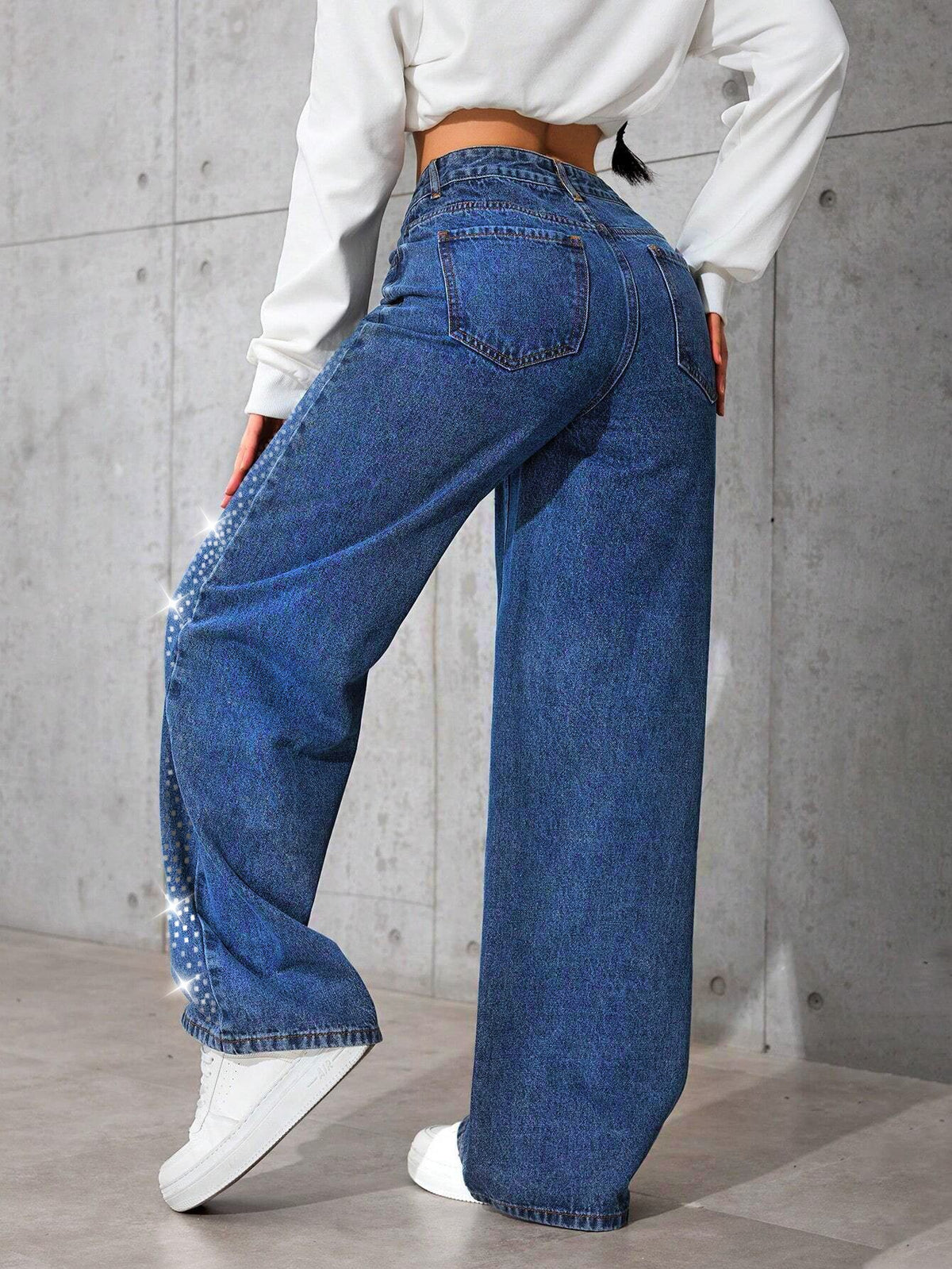 Casual Rhinestone Street-style Jeans