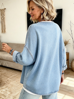 Chic Light Blue Denim Casual Cardigan Button Top