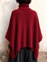 Cozy Button-Front Knit Poncho Pullover