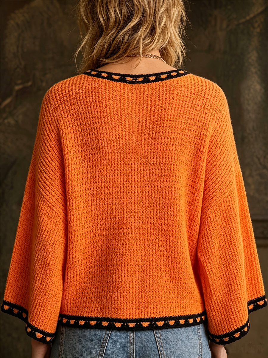 Vibrant Tassel-Accented Knit Sweater