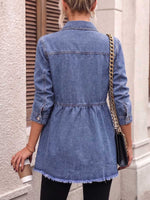Women's Long-sleeve Casual Loose-fit Denim Shirt With Collar