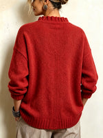 Cozy Textured Ruffled Button-Down Knit Cardigan