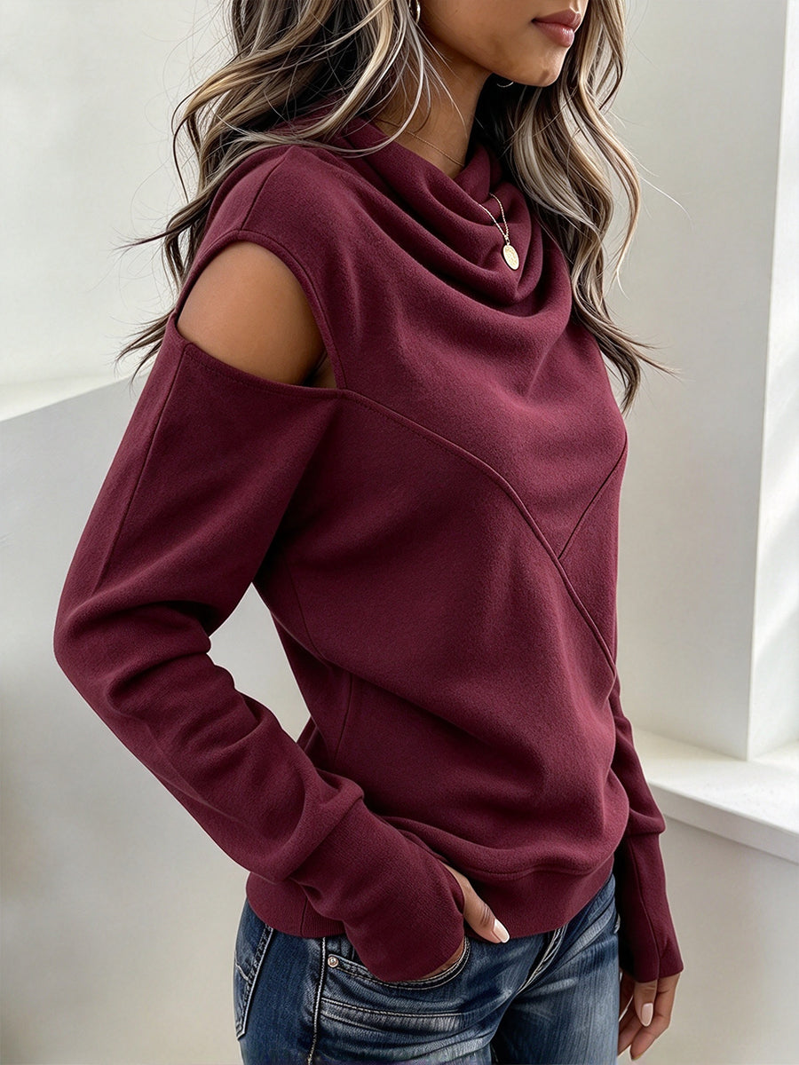 Chic Cold-Shoulder Cowl Neck Top