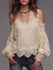 Stylish Lace And Chiffon Patchwork Top
