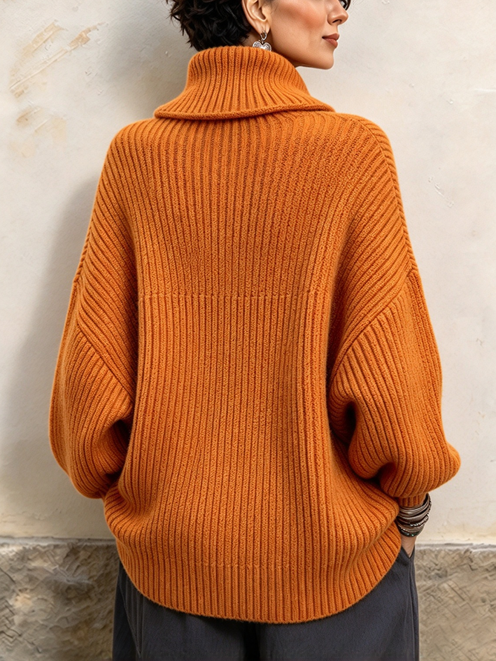 Cozy Asymmetrical Ribbed Knit Pullover